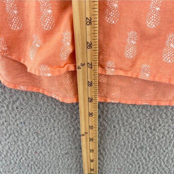 J Crew Top Womens Large Coral Pineapple Print Linen Blend Sleeveless Collared - Picture 8 of 9